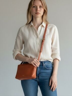 Fossil Leather Crossbody Bag in Warm Peach  🍑